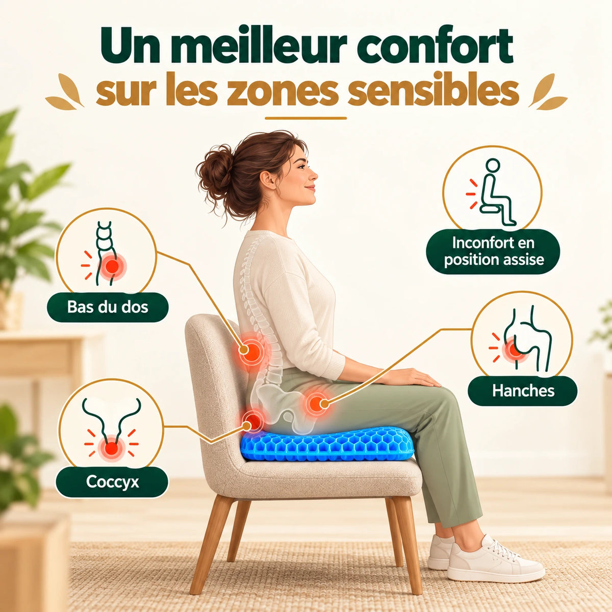 Coussin gel alvéolé ergonomique Senovela